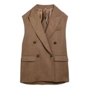 Stijlvolle Jas Vest Max Mara Studio , Brown , Dames