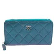 Pre-owned Leather wallets Chanel Vintage , Blue , Dames