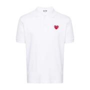 Witte Polo Shirt met Hart Logo Comme des Garçons Play , White , Dames