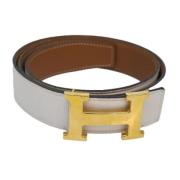 Pre-owned Leather belts Hermès Vintage , White , Dames