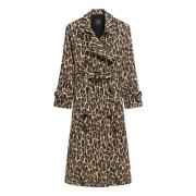 Luipaard Wolprint Trenchcoat Theory , Brown , Dames