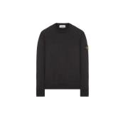 Zwarte Crewneck Sweatshirt Katoen Fleece Stone Island , Black , Heren