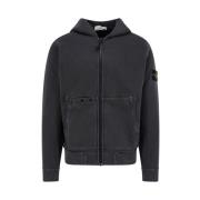 Logo Patch Katoenen Hoodie Stone Island , Gray , Heren