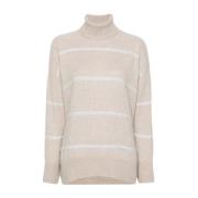 Pailletversierde Beige Gebreide Trui Brunello Cucinelli , Beige , Dame...