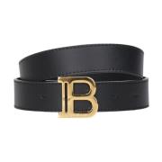 Zwart kalfsleren kinderriem met gouden metalen gesp Balmain , Black , ...