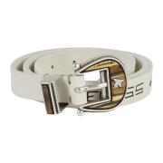 Studded Leren Logo Riem Golden Goose , Beige , Dames