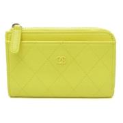 Pre-owned Leather wallets Chanel Vintage , Yellow , Dames