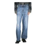 Wijde Distressed Rubber Coated Jeans Our Legacy , Blue , Heren