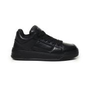 Zwarte Leren Sneakers met Rubberen Zool Hogan , Black , Heren