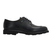 Zwarte leren Derby platte schoenen Paraboot , Black , Heren