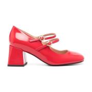 Rode Patentleren Blokhak Schoenen Love Moschino , Red , Dames