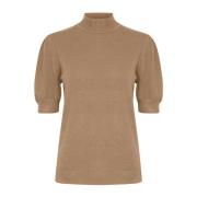 Taupe Gebreide Top met Hoge Hals b.young , Beige , Dames