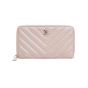 Pre-owned Leather wallets Chanel Vintage , Pink , Dames