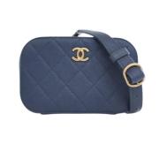 Pre-owned Leather chanel-bags Chanel Vintage , Blue , Dames