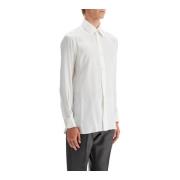 Zijden Slim Fit Overhemd Tom Ford , White , Heren