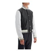 Leren Varsity Bomberjack Thom Browne , Black , Heren