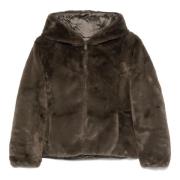 Laila Faux Fur Hooded Jacket Save The Duck , Gray , Dames