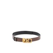 Omkeerbare leren riem met Gancini gesp Salvatore Ferragamo , Brown , D...