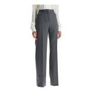 Wollen Flanellen Bootcut Broek Tom Ford , Gray , Dames