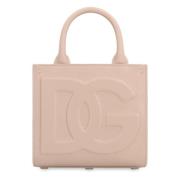 Mini Leren Tote met Ingelegd Logo Dolce & Gabbana , Pink , Dames