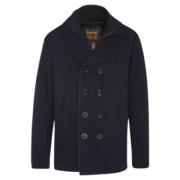 Donkerblauwe Wollen Peacoat Schott NYC , Blue , Heren