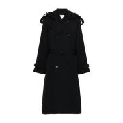 Midnight Blue Trench Coat Bottega Veneta , Black , Dames