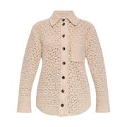 Gehaakt Gebreide Klassieke Kraag Shirt Bottega Veneta , Beige , Dames