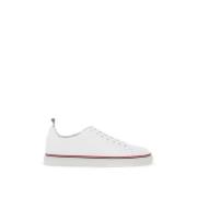 Leren Sneakers met Driekleurig Detail Thom Browne , White , Heren