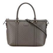 Pre-owned Leather handbags Gucci Vintage , Gray , Dames