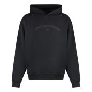 Geribbelde Katoenen Hoodie met Zakken Dolce & Gabbana , Black , Heren