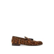 Dierenprint Kalveren Mocassins met Kwastjes Tom Ford , Brown , Heren