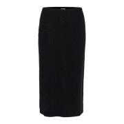 Zwarte Rhinestone Rok met Elastische Taille Part Two , Black , Dames