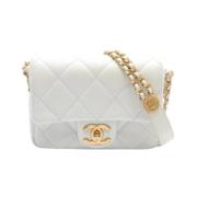 Pre-owned Leather chanel-bags Chanel Vintage , White , Dames