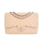 Pre-owned Leather handbags Chanel Vintage , Beige , Dames