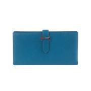 Pre-owned Leather wallets Hermès Vintage , Blue , Dames