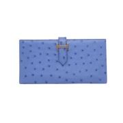 Pre-owned Leather wallets Hermès Vintage , Blue , Dames