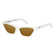 Witte Madison zonnebril met gouden spiegellenzen Off White , White , U...