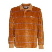 Gestreepte Lange Mouw Velours Polo Bruin Obey , Brown , Heren