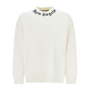 Logo Crewneck Sweatshirt Oversized Fit Palm Angels , White , Heren