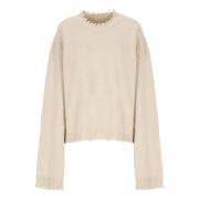 Beige Kasjmier Trui Ronde Hals Lange Mouwen UMA Wang , Beige , Dames