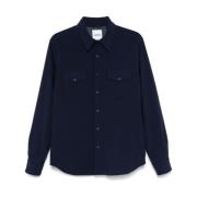 Navy Blauw Flanellen Gewatteerd Overhemd Aspesi , Blue , Heren