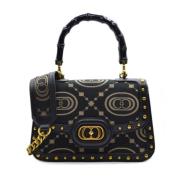 Iconische Jacquard Leren Schoudertas La Carrie , Black , Dames