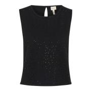 Zwart Rhinestone Gebreide Top Part Two , Black , Dames