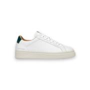 Witte Leren Sneakers met Groene Hiel Crime London , White , Heren