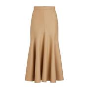 Beige Zeemeermin Geplooide Wollen Rok Patou , Beige , Dames