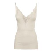 Chique Tanktop met Detail Saint Laurent , Beige , Dames