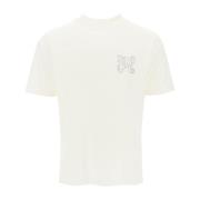 T-shirt met studs en monogram Palm Angels , White , Heren