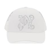 Monogram Baseball Cap met Zilveren Studs Palm Angels , White , Heren