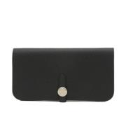 Pre-owned Leather wallets Hermès Vintage , Black , Dames