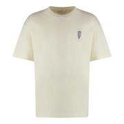 Geborduurd Katoenen Crew-neck T-shirt Drole de Monsieur , Beige , Here...